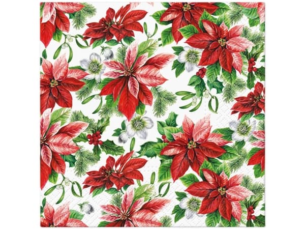 Paw Napkins Paper Glo Poinsett 33X33cm 20Pcs