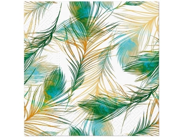 Paw Napkins Paper Feather Comp 33X33cm 20Pcs