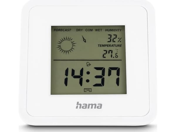 Hama Borneo, Electronic environment thermometer, Indoor, Digital, White, Plastic, Square