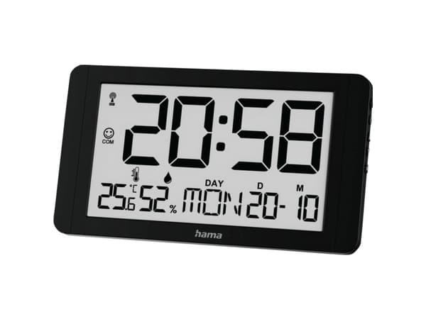 Hama 00222215, Table, Digital clock, Rectangle, Black, Plastic, -10 - 50 °C
