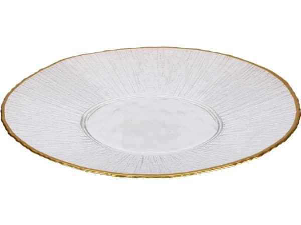 Home Styling Collection Szklany talerz płaski ze złotą obwódką DATURA, 28 cm