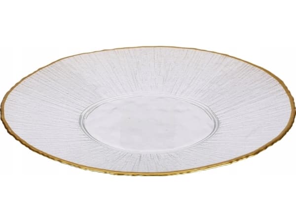 Home Styling Collection Szklany talerz płaski ze złotą obwódką DATURA, 28 cm