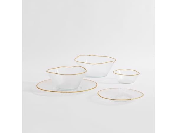 Home Styling Collection Szklana misa złotą obwódką DATURA, 30 cm