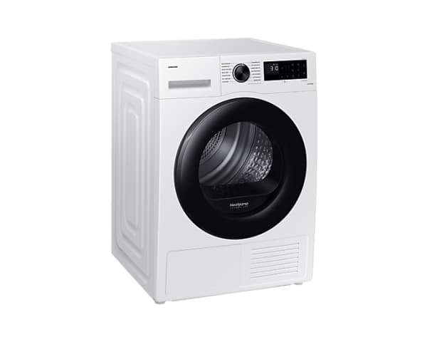 Samsung DV80CGC0B0AEEG, Frittstående, Frontmatet, Varme pumpe, Hvit, Rotasjon, Riktig/Høyre