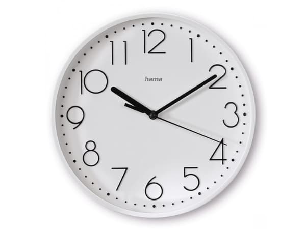 Hama Salina, Wall, Quartz clock, Round, White, Plastic, Glass