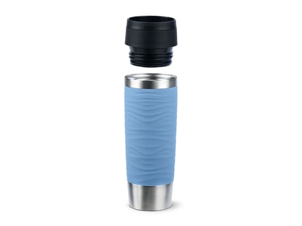 EMSA Travel Mug Waves Grande, Blå, Rustfritt stål, Silikon, Rustfritt stål, Polypropylen (PP), 500 ml, 8,3 cm, 240 mm