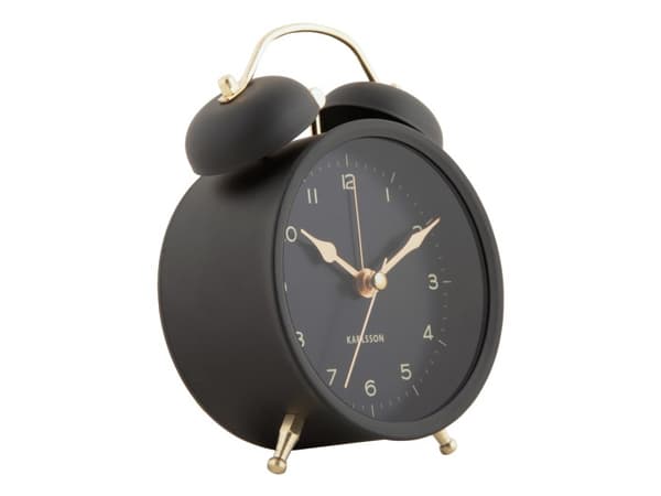 Karlsson Classic Twin, Quartz-väckarklocka, Rund, Svart, Guld, inomhus, 12 timmar, 1 styck
