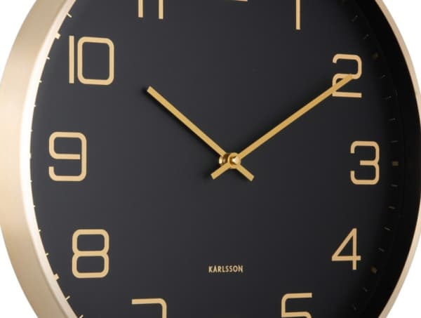 Karlsson Elegance Glow, Vägg, Digital klocka, Rund, Svart, Guld, Gjuten aluminium, Batteri