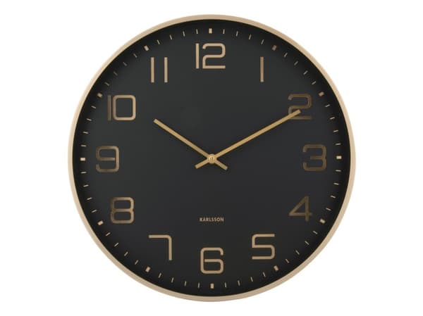 Karlsson Elegance Glow, Vägg, Digital klocka, Rund, Svart, Guld, Gjuten aluminium, Batteri