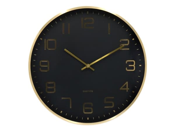 Karlsson Elegance Glow, Vägg, Digital klocka, Rund, Svart, Guld, Gjuten aluminium, Batteri