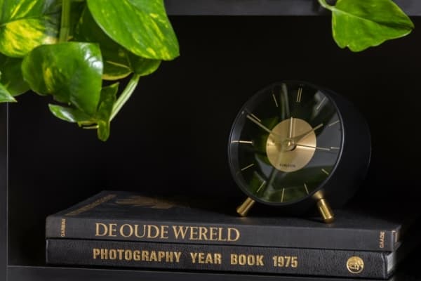 Karlsson Gold Disc, Quartz alarm clock, Round, Black, Gold, Indoor, Adult, 12h