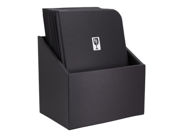 Securit® A4 ESSENTIAL boks med 10 menuomslag, sort