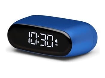LEXON Minut, Digital väckarklocka, Oval, Blå, Akrylnitrilbutadienstyren (ABS), Gjuten aluminium, LCD, Batteri