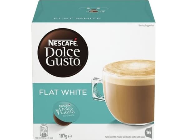 Nescafé Dolce Gusto Flat White, Kaffekapslar, 16 koppar, Multifärg, Nescafé, Låda, 16 styck