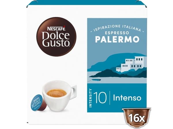 Nescafé Dolce Gusto Espresso Palermo, Kaffekapslar, Espresso, Dolce Gusto, 16 koppar, 10/13, Blå, Brun