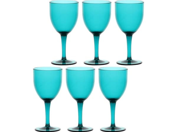 ROSE&TULIPANI FIABA Sett med 6 akryl vinglass 400 ml, turkis