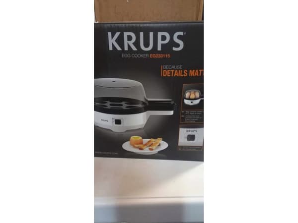 Krups EG233115, 7 egg(s), Hard, Medium, Soft, Black, White, 900 g, 131 mm, 194 mm