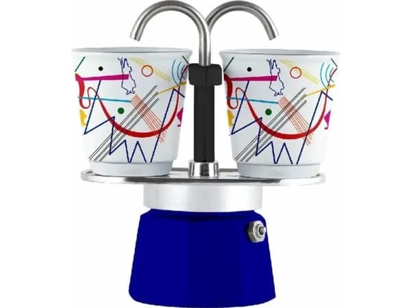 Bialetti Mini Express Kandinsky, Mokkagryte, Blå, Sølv, Aluminium, 2 kopper, 90 ml, 1 stykker