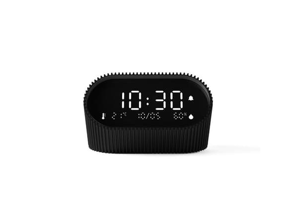 LEXON Ray Clock, Digital väckarklocka, Oval, Svart, Akrylnitrilbutadienstyren (ABS), Gjuten aluminium, inomhus, Adult/Child