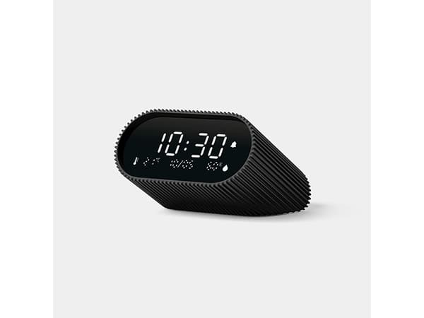 LEXON Ray Clock, Digital väckarklocka, Oval, Svart, Akrylnitrilbutadienstyren (ABS), Gjuten aluminium, inomhus, Adult/Child
