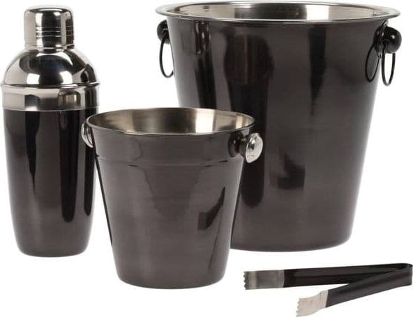 Excellent Houseware BAR, bartender, stål, svart, 2x isbøtte, shaker, tang