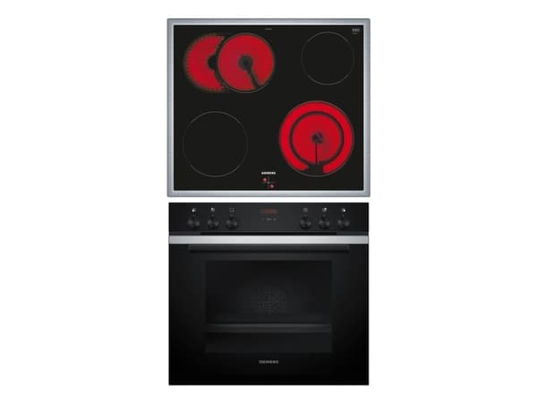 Siemens iQ300 HE213ABS3 + EA64RGNA1E, Ceramic, 4 zone(s), Glass-ceramic, Black, Touch, 58.3 cm