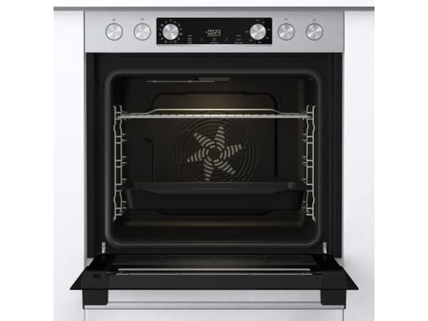 Gorenje BC6737E02X, Stor, Elektrisk ovn, 77 l, 300 °C, Innebygget, Rustfritt stål