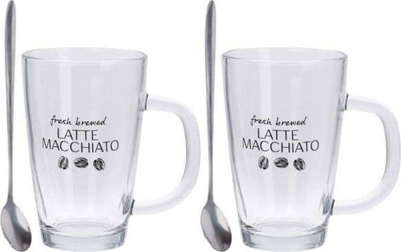 Utmerket husutstyr sett med to kopper og skjeer for LATTE MACCHIATO () - 50856628