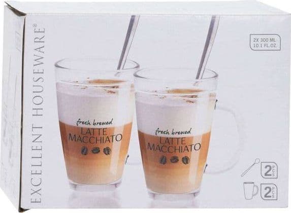Utmerket husutstyr sett med to kopper og skjeer for LATTE MACCHIATO () - 50856628
