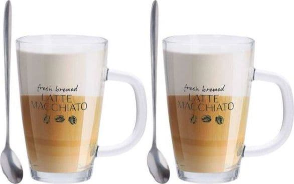Utmerket husutstyr sett med to kopper og skjeer for LATTE MACCHIATO () - 50856628
