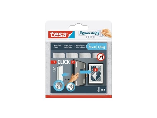 TESA Powerstrips CLICK S, Mounting pad, White, Indoor, 1.8 kg, 20 mm, 60 mm