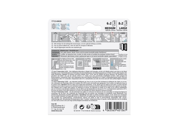 TESA Powerstrips CLICK M + L, Mounting pad, White, Indoor, 7.2 kg
