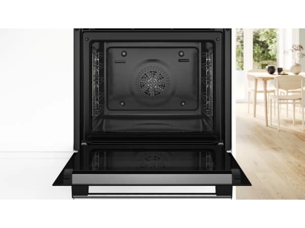 Bosch Serie | 6 HBG578BS3 - Ovn - innebygd - fordypning - bredde: 56 cm - dybde: 55 cm - høyde: 58.5 cm - med selvrens - Klasse A+ - rustfritt stål