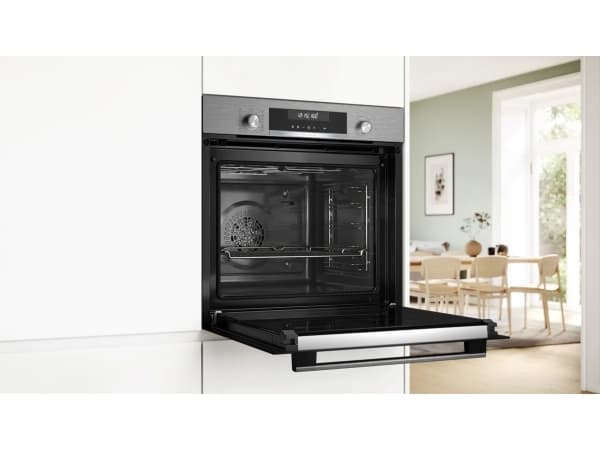 Bosch Serie | 6 HBG578BS3 - Ovn - innebygd - fordypning - bredde: 56 cm - dybde: 55 cm - høyde: 58.5 cm - med selvrens - Klasse A+ - rustfritt stål
