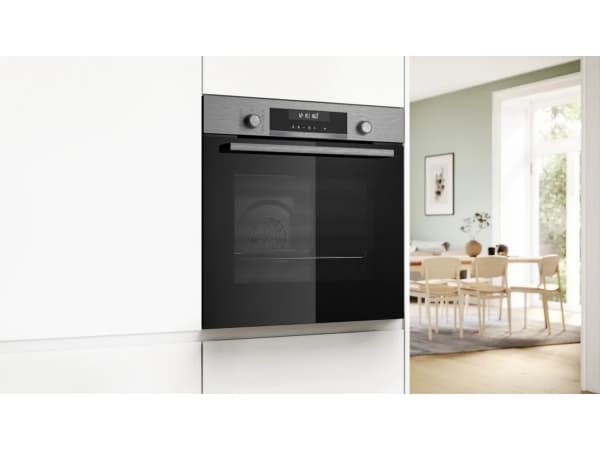 Bosch Serie | 6 HBG578BS3 - Ovn - innebygd - fordypning - bredde: 56 cm - dybde: 55 cm - høyde: 58.5 cm - med selvrens - Klasse A+ - rustfritt stål