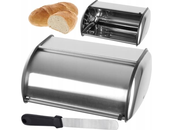 Chlebak Brunbeste CHLEBAK STALOWY Z DESKĄ ORAZ MASELNICZKĄ BRUNBESTE BB-2752