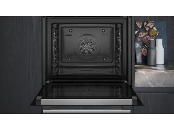 Siemens iQ500 HB579GBR3 - Ovn - innebygd - fordypning - bredde: 56 cm - dybde: 55 cm - høyde: 58.5 cm - med selvrens - Klasse A+ - rustfritt stål