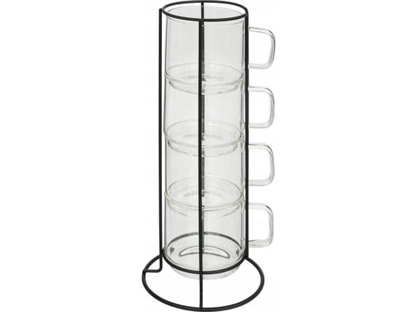 Secret de Gourmet Szklane filiżanki do kawy na stojaku GLASS, 300 ml
