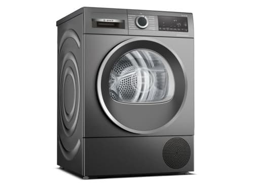 Bosch Serie 6 WQG2450R10, Vapaasti seisova, Edestä täytettävä, Lämpöpumppu, Musta, Rotaatio, Oikea