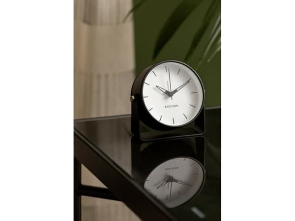 Karlsson Calm, Quartz alarm clock, Round, Black, 12h, Analog, Battery