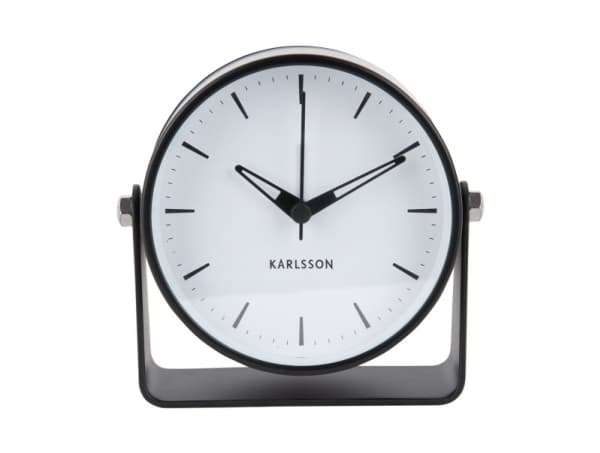 Karlsson Calm, Quartz alarm clock, Round, Black, 12h, Analog, Battery