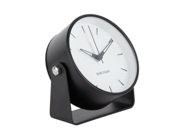 Karlsson Calm, Quartz alarm clock, Round, Black, 12h, Analog, Battery