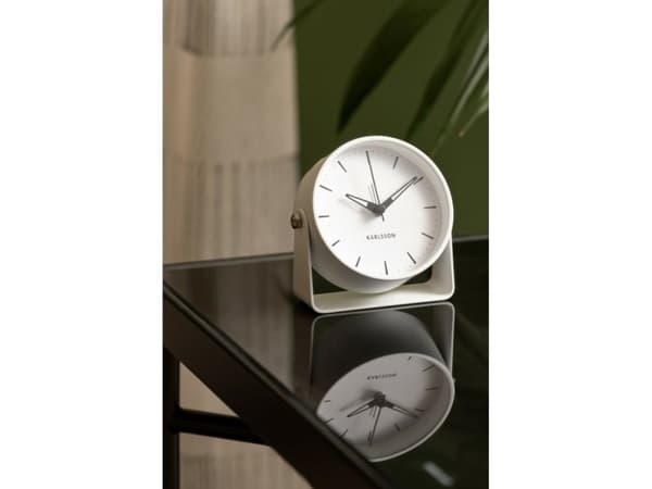 Karlsson Calm, Quartz vekkerklokke, Rund, Hvit, 12 timers, Analog, Batteri
