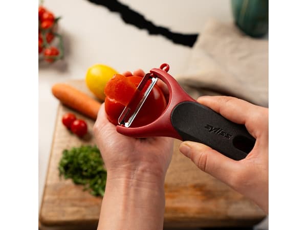 Zyliss E950049, Vegetables, Vegetables, Stainless steel, Grey, Red, Stainless steel, Plastic, Hanging ring
