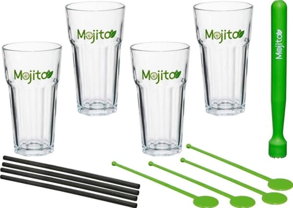 Secret De Gourmet Mojito Sett 13 stk cocktailglass 330 ml Muddler miksersuger