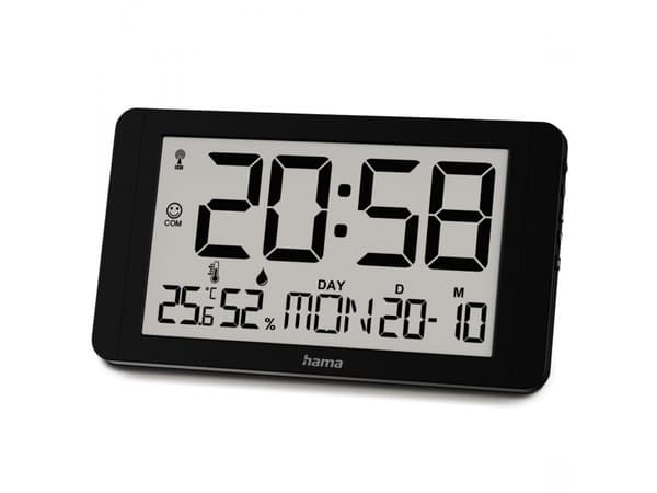 Hama 00222215, Table, Digital clock, Rectangle, Black, Plastic, -10 - 50 °C