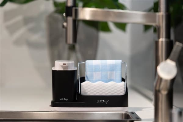 Vialli Design Köksorganisatör med vätskeautomat Livio Duo svart 8296