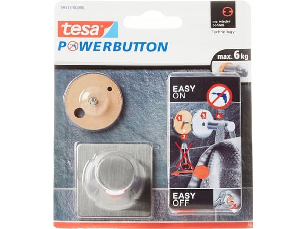 TESA 59332-00000-01, Innendørs, Universalkrok, Rustfritt stål, Rustfritt stål, 6 kg, 45 mm