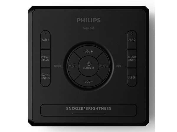 Philips TAR4600/10, Digital väckarklocka, Torg, Svart, 12/24h, DAB, DAB+, FM, 87,5 - 108 MHz