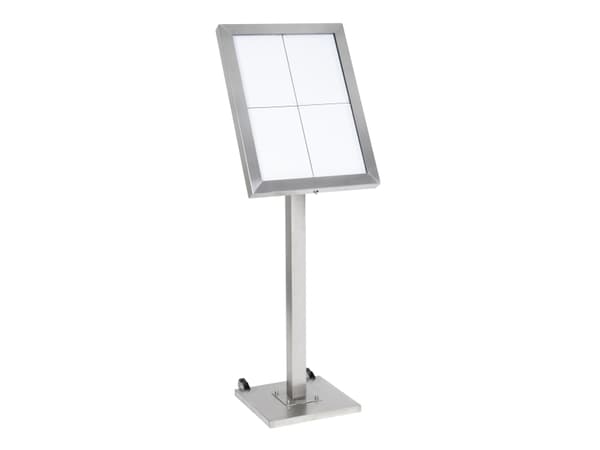 Securit® STAINLESS STEEL LED Informationsdisplay 120 til 4xA4, stål - komplet kit